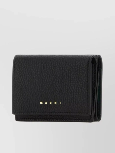 Marni Front Coin Pocket Bifold Leather Wallet In Black