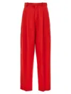 Marni Pleated Wool Trousers With Belt Loops In Red