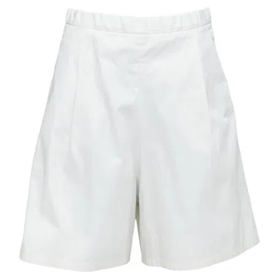 Marni Front Pleat Wide Leg Bermuda Shorts In White