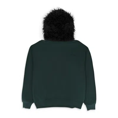 Marni Fuax Fur Hooded Sweatshirt In Green