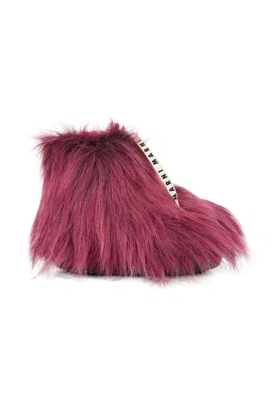 Marni Kids' Fuchsia Ankle Boots For Girl With Logo In Pink