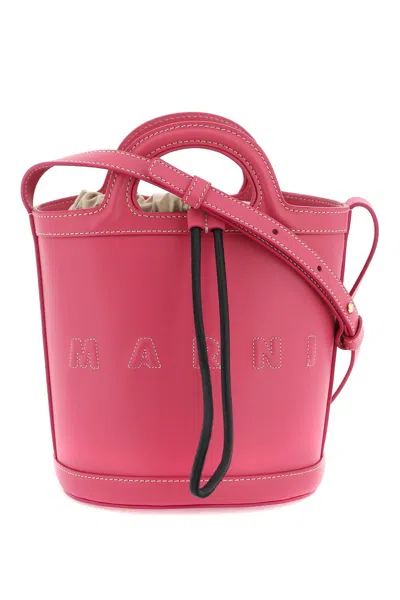 Marni Fuchsia Leather Bucket Handbag For Women In Purple