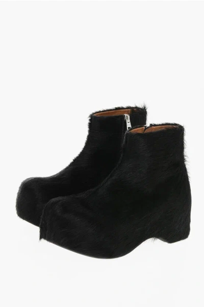 Marni Fur Booties With Inner Zip In Black
