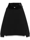 Marni Oversized Black Sweatshirt With Faux Fur-lined Hood In Black
