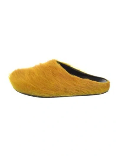 Pre-owned Marni Fur Mules In Yellow