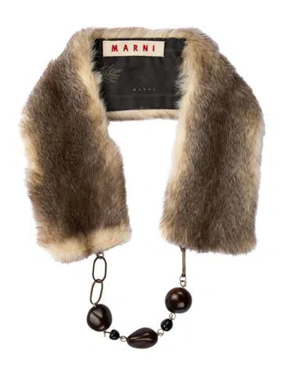 Pre-owned Marni Fur Printed Scarf In Brown