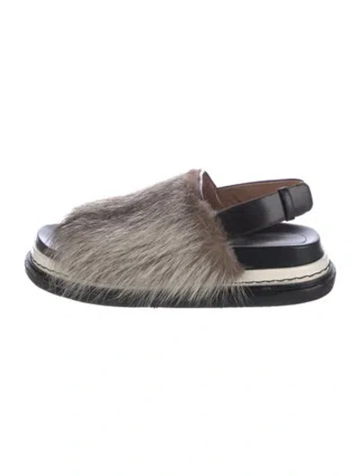 Pre-owned Marni Fur Printed Slingback Sandals In Brown