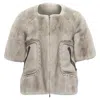 Marni Fur Rounded Short Sleeve Dual Pocket Cropped Jacket In Grey