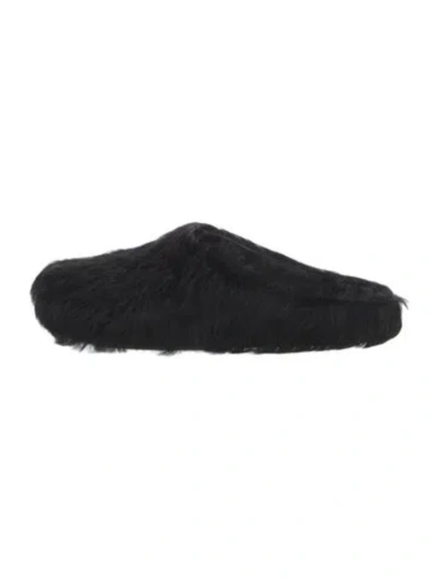 Pre-owned Marni Fur Slippers In Black