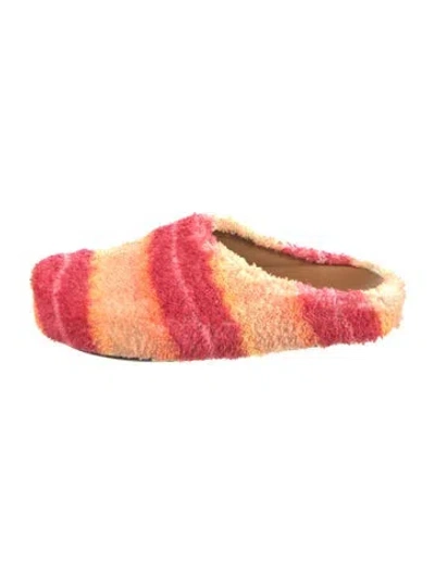 Pre-owned Marni Fur Striped Slides In Multi