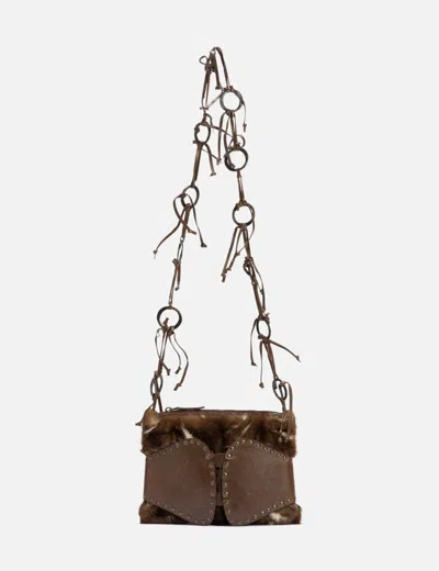 Marni Fur Studded Belt Shoulder Bag