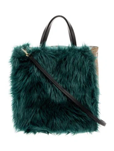 Pre-owned Marni Fur Top Handle Bag In Green