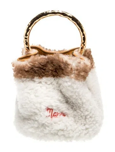 Pre-owned Marni Fur Top Handle Bag In Neutral