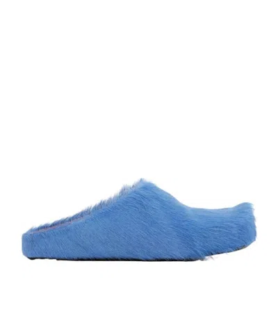 Marni Round Toe Slip-on Slippers In Blue