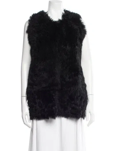 Pre-owned Marni Fur Vest In Black