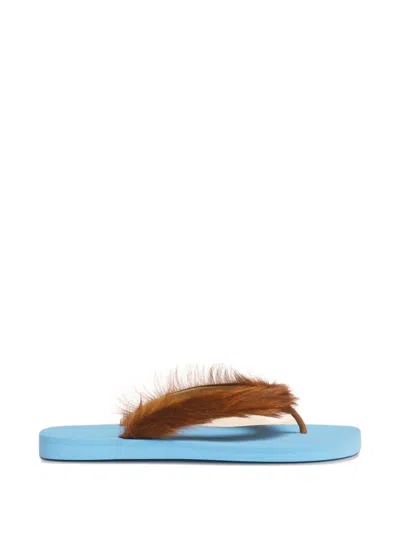 Marni Furry Strap Sandals In Multi