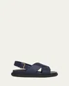 Marni Blue Leather Fussbett Sandals In Blue