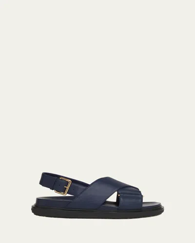 MARNI FUSSBET LEATHER CRISSCROSS SANDALS