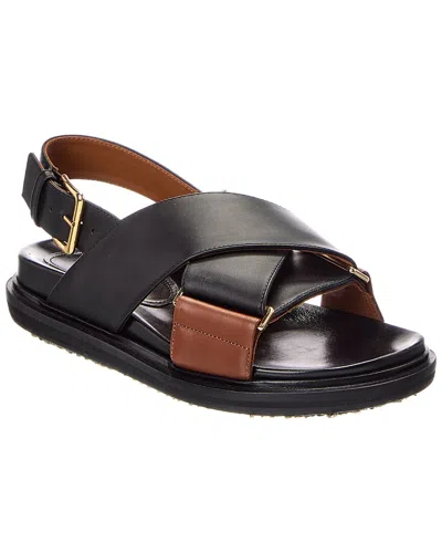 Marni Fussbet Leather Sandal In Black