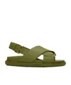 Marni Green Fussbett Crisscross Sandals In Green