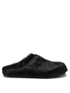 Marni Sabot Fussbett In Vitello A Pelo Lungo Nero In Black