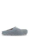 Marni Aquamarine Long Hair Calfskin Fussbett Sabot In Gray