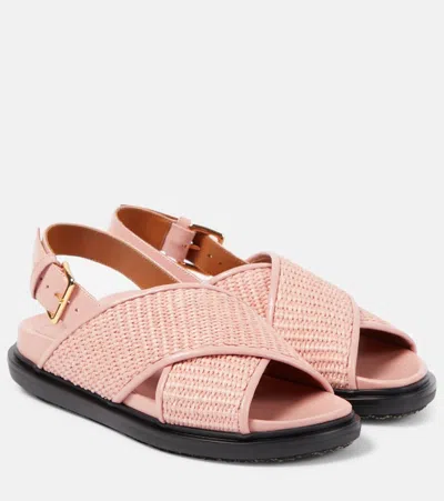MARNI FUSSBET RAFFIA-EFFECT SANDALS