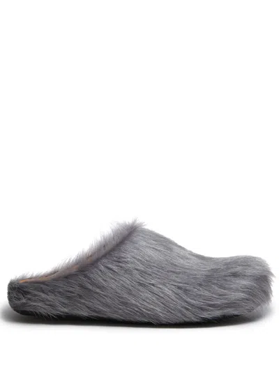 MARNI FUSSBET SABOT CALF-HAIR SLIPPERS