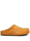 Marni Fussbet Sabot Calf-hair Slippers In Orange