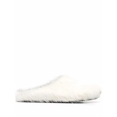 Marni Fussbet Sabot Calf-hair Slippers In White