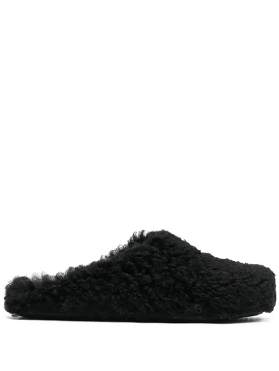Marni Fussbet Sabot Shearling Slippers In Black
