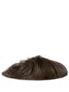 Marni Brown Long Hair Fur Fussbett Slippers In 00m66 Moca