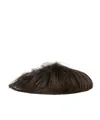 Marni Brown Long Hair Fur Fussbett Slippers In Black