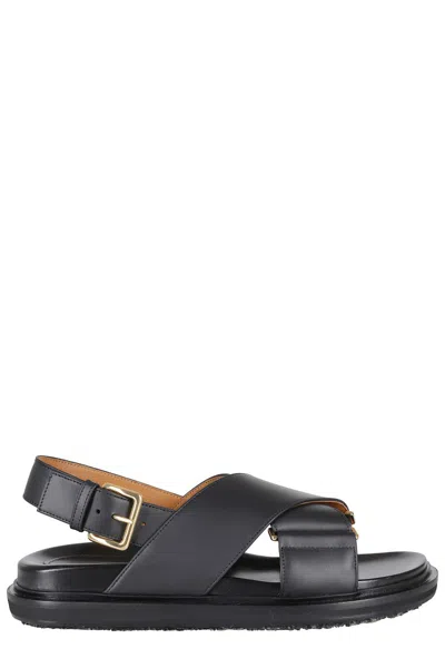 Marni Leather Slingback Sandals In Black