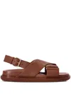 Marni Fussbett Leather Slingback Sandals In Brown