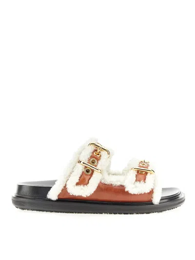Marni Fussbet Sandals In Light Brown