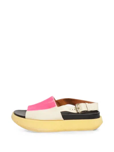 Pre-owned Marni Fussbett Brushstroke-print Sandals In Neutral