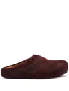 Marni Bordeaux Faux Fur Leather Slippers In Burgundy