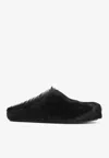 Marni Fussbett Calf Hair Slippers In Black