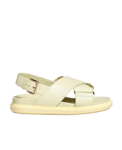 Marni Fussbett Criss-cross Leather Sandals In Nude