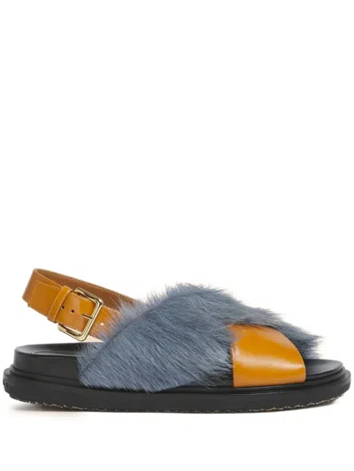 Marni Fussbett Criss-cross Sandals In Brown