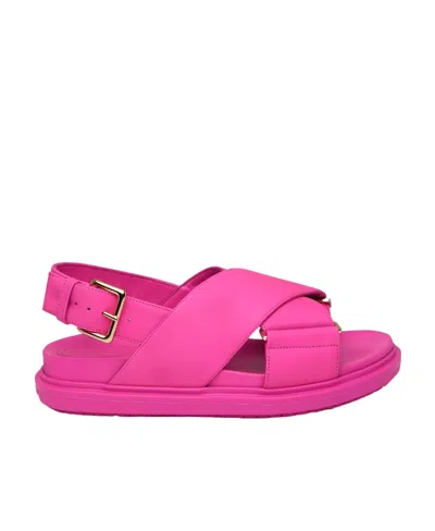 MARNI MARNI LOGO EMBOSSED BUCKLED SANDALS