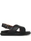 Marni Fussbett Crisscross Buckled Flat Sandals In Black