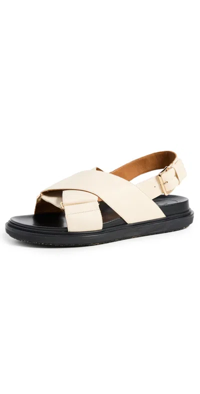 Marni 20mm Fussbett Leather Sandals In White,black