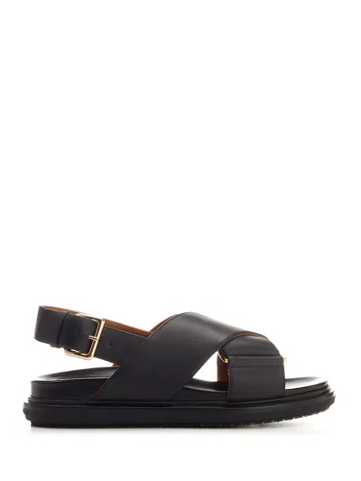 Marni Fussbett Crossed Sandals In Multicolor