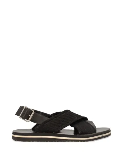 Pre-owned Marni Fussbett Crossover Slingback Sandals In Black