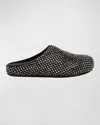 Marni Fussbett Sabot Leather And Crystal-embellished Mesh Clogs In Black