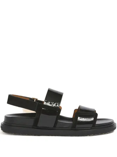 Marni Fussbett Double-strap Leather Sandals Shoes In Black