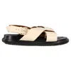 Marni Fussbett Flat Sandals In Cream Calf Leather In Multi