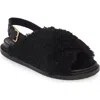 Marni Shearling Fussbett Slingback Sandals In Black